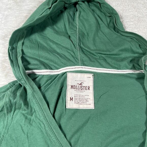 Vintage Y2K Hollister Lightweight V Neck Hoodie 1/2 Sleeve Sweatshirt - Picture 5 of 7